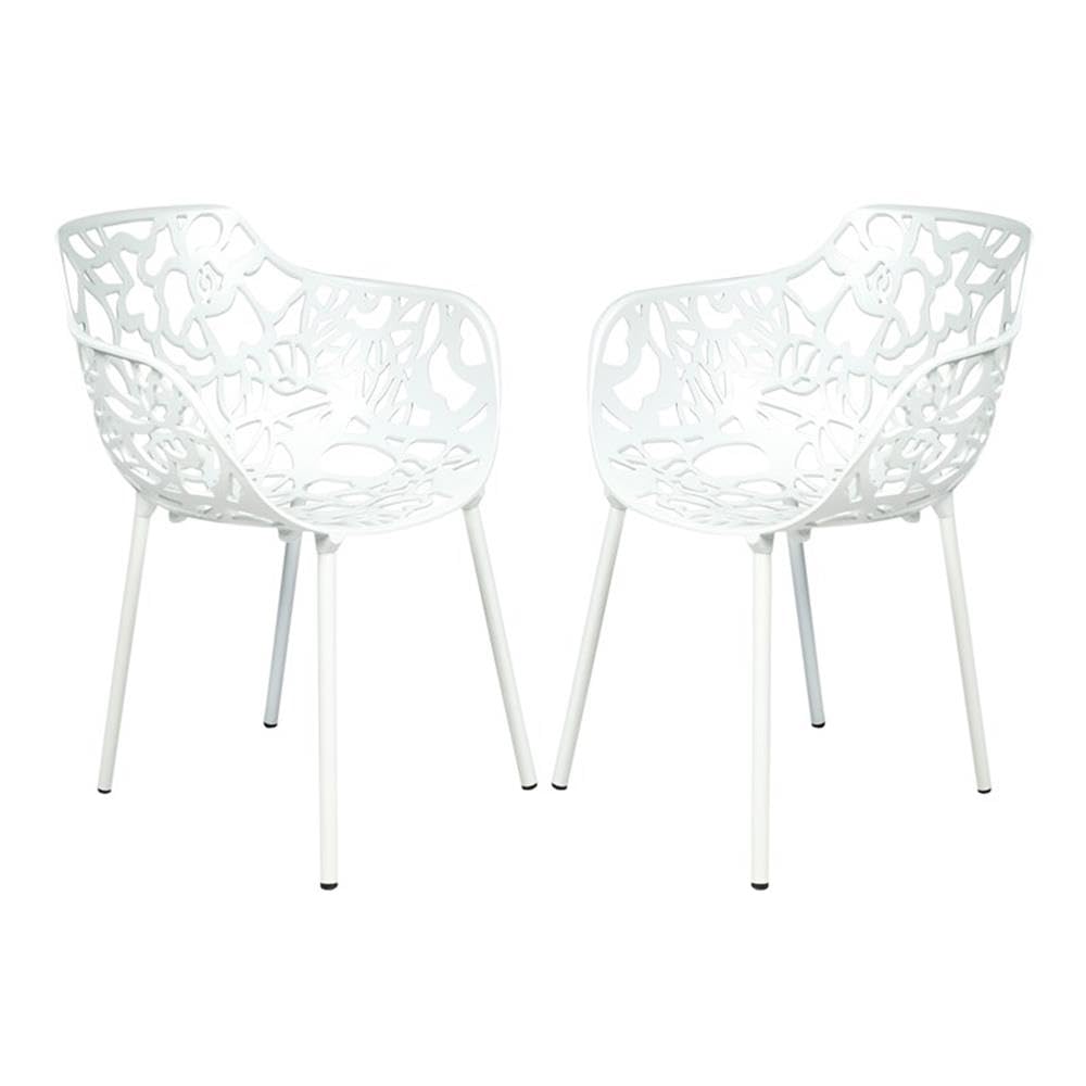 LeisureMod Forest Dining Arm Chair, Aluminum Indoor and Outdoor Stackable Patio Accent Chair for Dining Room, Living Room, and Poolside Devon Collection
