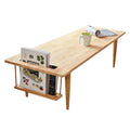 WoodShine Mid Century Modern Mini-Swing Wooden Coffee/Tea Table, Japanese Low Floor Desk, Real Solid Wood Cafe Table with Storage for Home Living Room,Office, Length of 47.25 inches,Natural