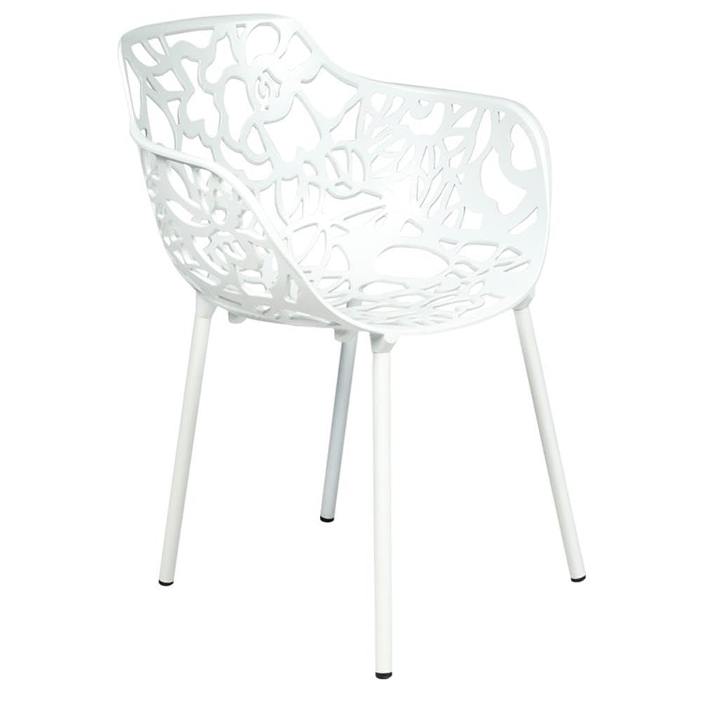LeisureMod Forest Dining Arm Chair, Aluminum Indoor and Outdoor Stackable Patio Accent Chair for Dining Room, Living Room, and Poolside Devon Collection