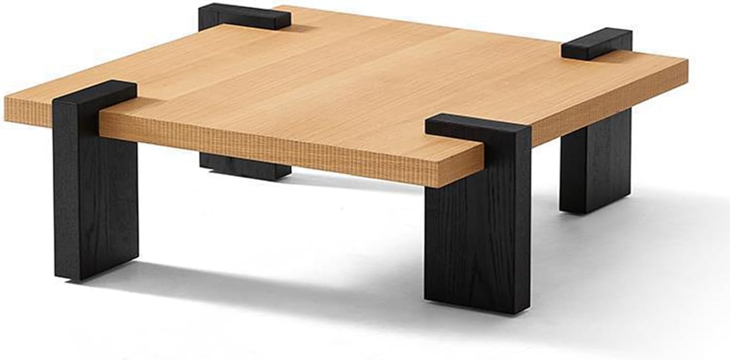 Japanese Tea Table Low Table Solid Wood Low Floor Table Modern Coffee Table for Living Room Dining Room Office Tatami Home Decoration,Natural-31.5" x 31.5" x 14.6"