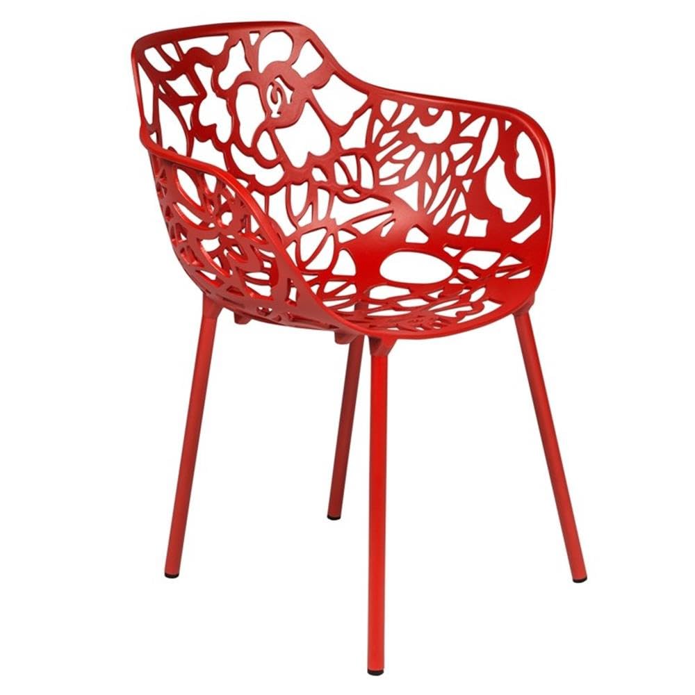LeisureMod Forest Dining Arm Chair, Aluminum Indoor and Outdoor Stackable Patio Accent Chair for Dining Room, Living Room, and Poolside Devon Collection