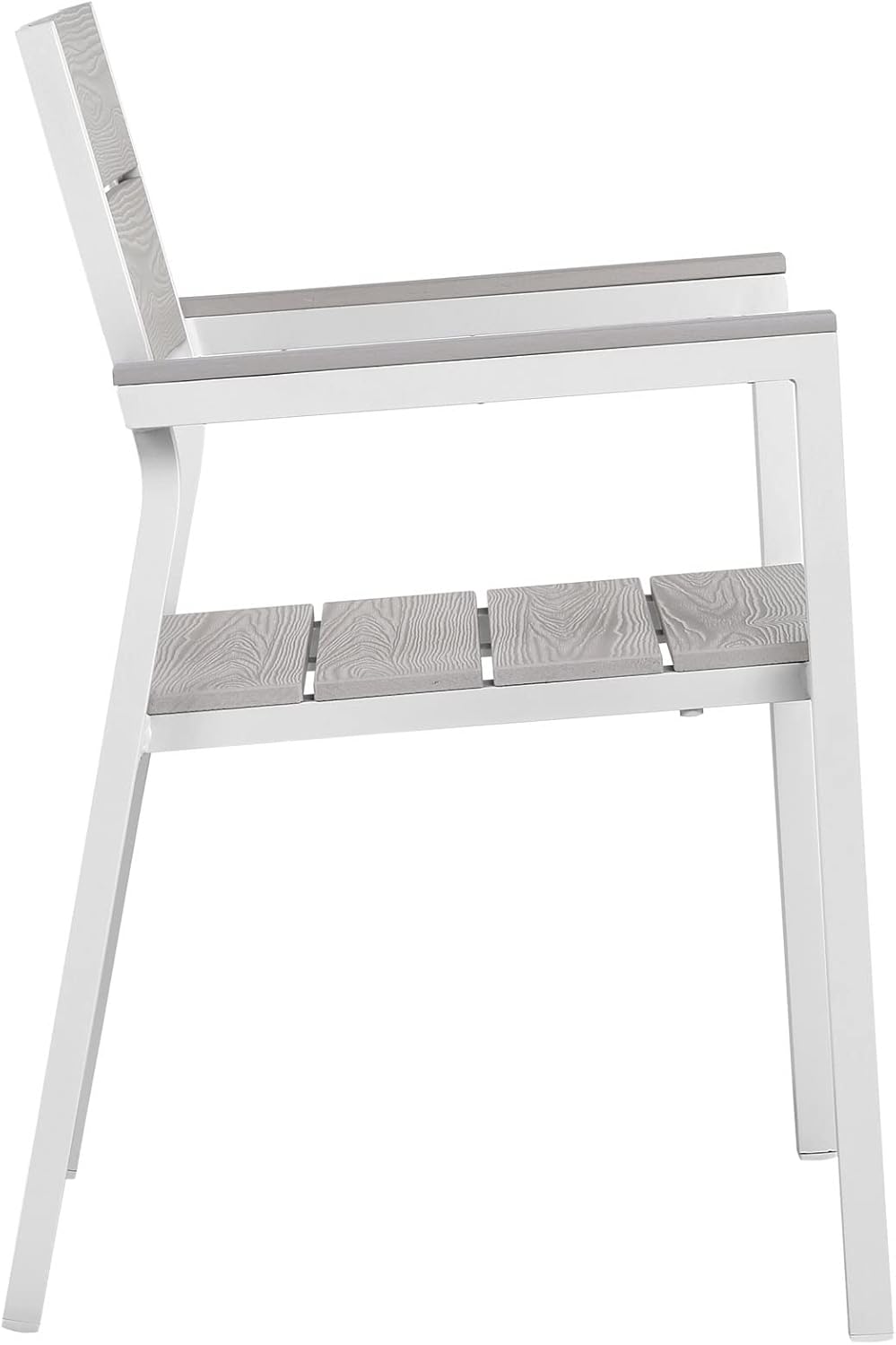 Modway Maine Aluminum Outdoor Patio Arm Chair in White Light Gray