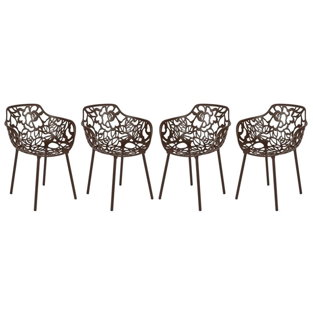 LeisureMod Forest Dining Arm Chair, Aluminum Indoor and Outdoor Stackable Patio Accent Chair for Dining Room, Living Room, and Poolside Devon Collection