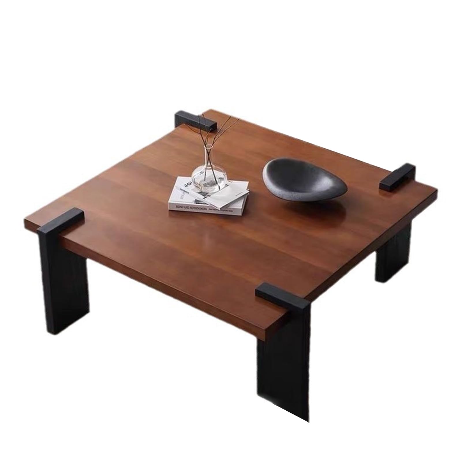 Japanese Tea Table Low Table Solid Wood Low Floor Table Modern Coffee Table for Living Room Dining Room Office Tatami Home Decoration,Natural-31.5" x 31.5" x 14.6"