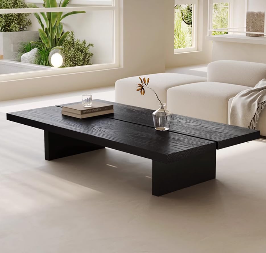 47" Rectangular Walnut Grain Coffee Table - Minimalist Modern Coffee Tables for Living Room, Japanese Tea Table, Low Profile Center Table for Home & Office (Brown)