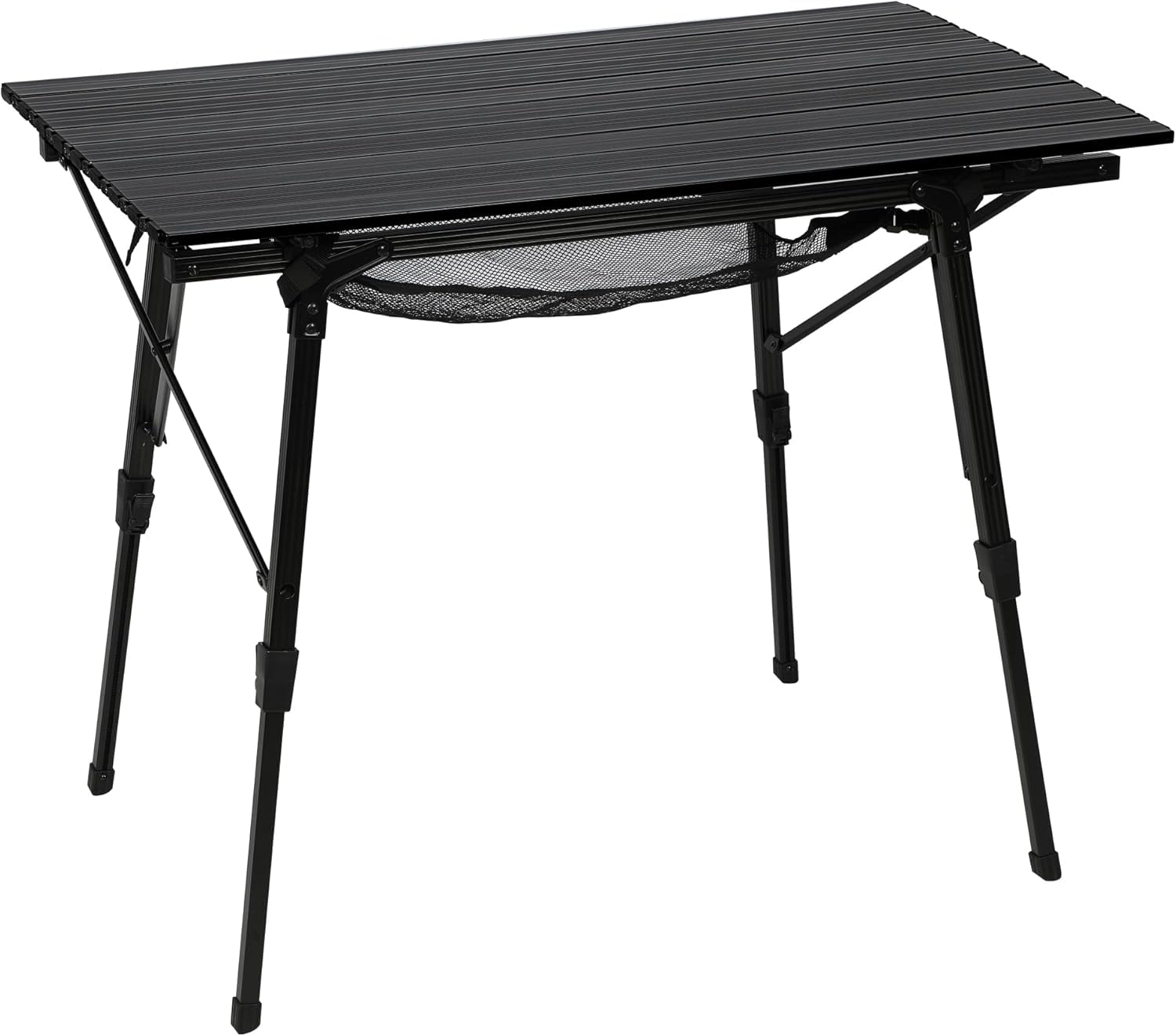 Portal Outdoor Folding Portable Picnic Camping Table with Adjustable Height Aluminum Roll Up Table Top Mesh Layer, Silver