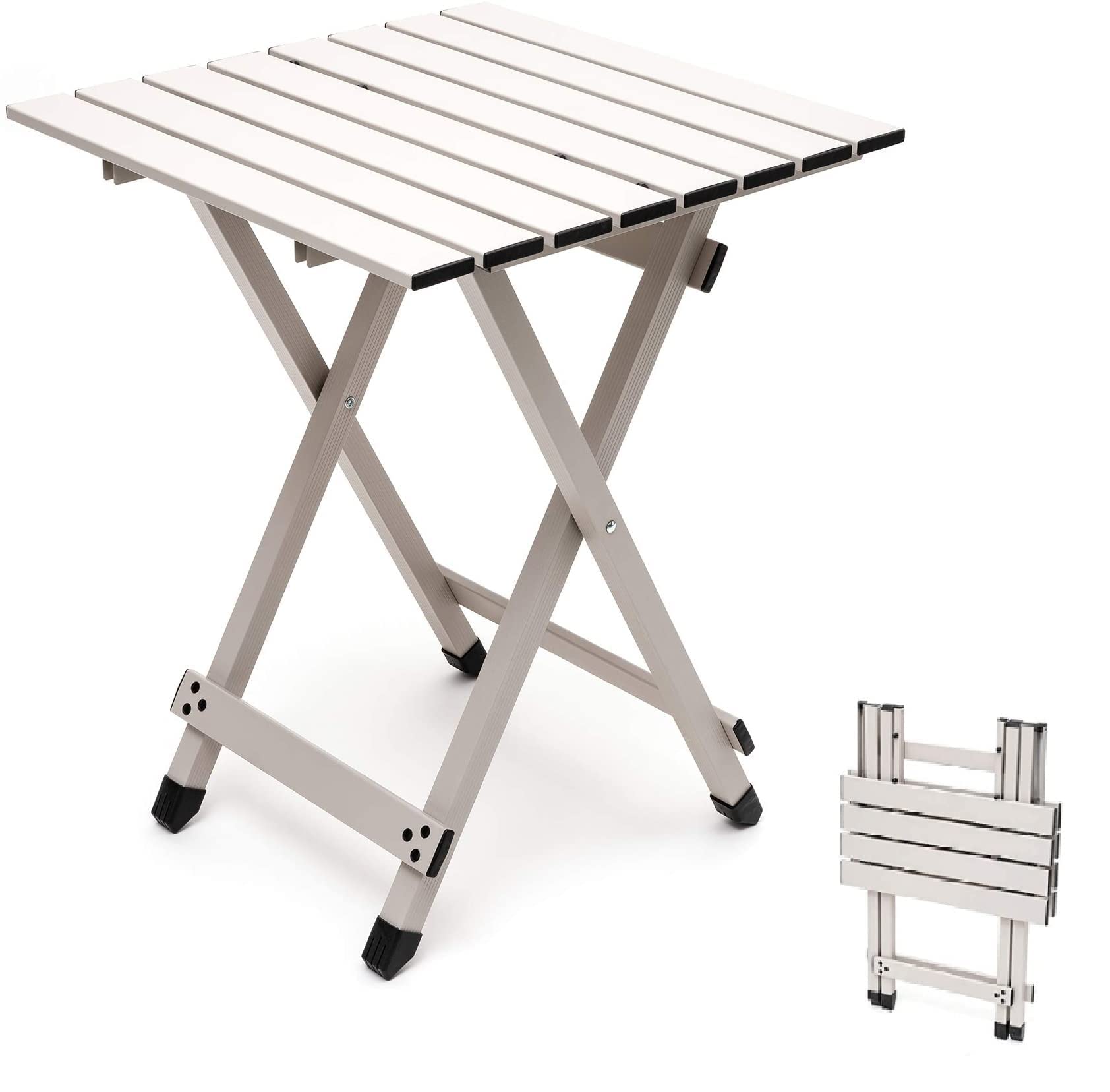 SUNNYFEEL 3 in 1 Folding Camping Table, Stool, and Footrest, Lightweight Portable up to 300 LBS, Easy to Carry for Beach, Fishing, Trip, Picnic, Lawn, Concert Outdoor