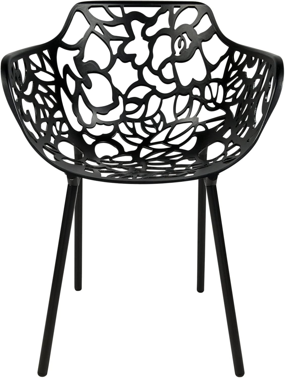 LeisureMod Forest Dining Arm Chair, Aluminum Indoor and Outdoor Stackable Patio Accent Chair for Dining Room, Living Room, and Poolside Devon Collection