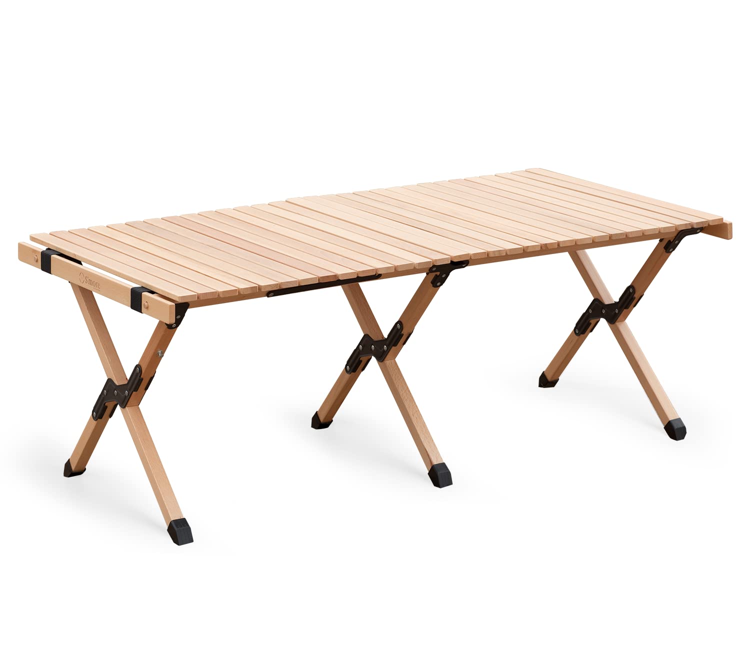 S'more Folding Picnic Table, Portable Camping Table with Carry Bag, Wood Outdoor Table for Picnic, Camping, Travel, Party, Beach, Garden, Patio, gailgating, BBQ,Easy to Assembly (M Size-90cm)