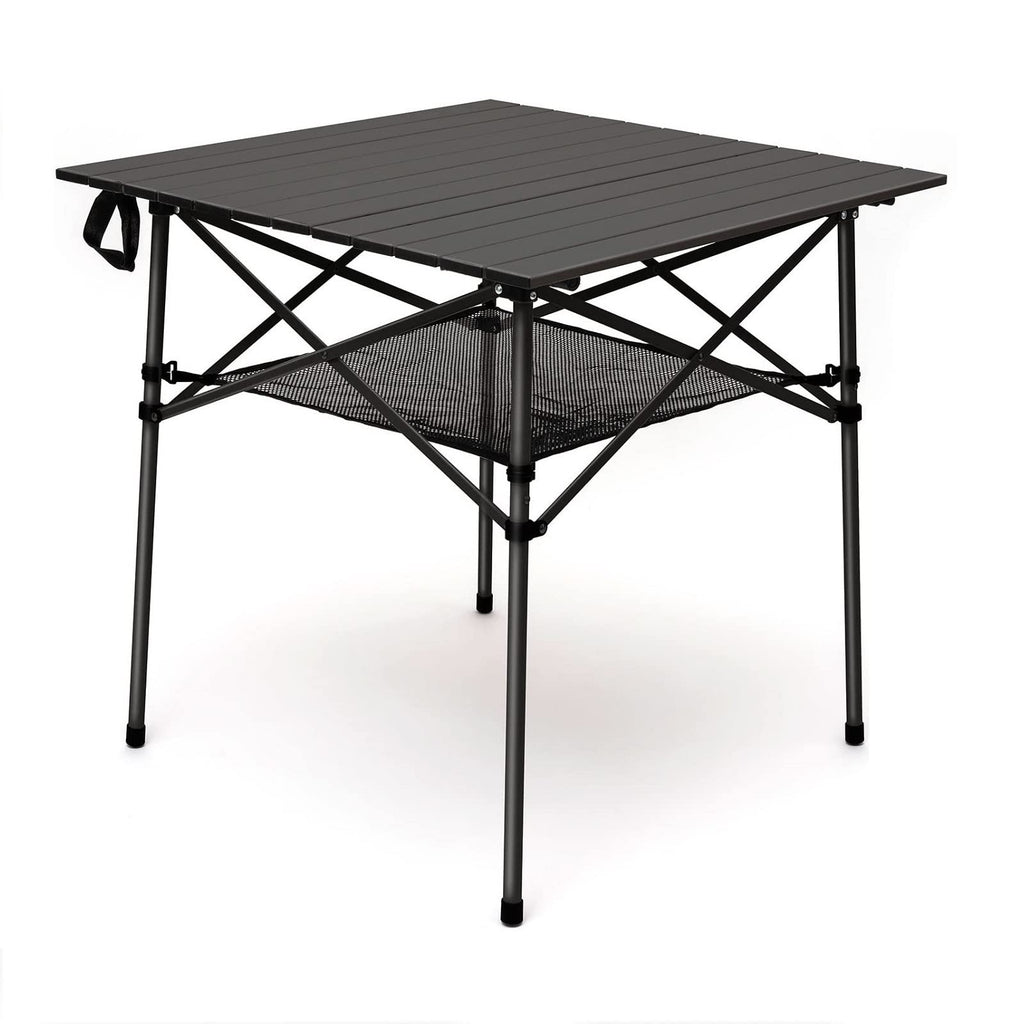 SUNNYFEEL Aluminum Folding Table for Camping, Lightweight Roll Up Top, Portable Camp Tables with Carry Bag for Outdoor Picnic (Square, Gray)