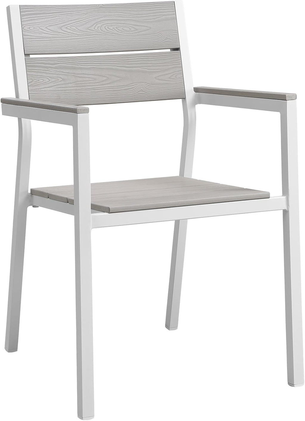 Modway Maine Aluminum Outdoor Patio Arm Chair in White Light Gray