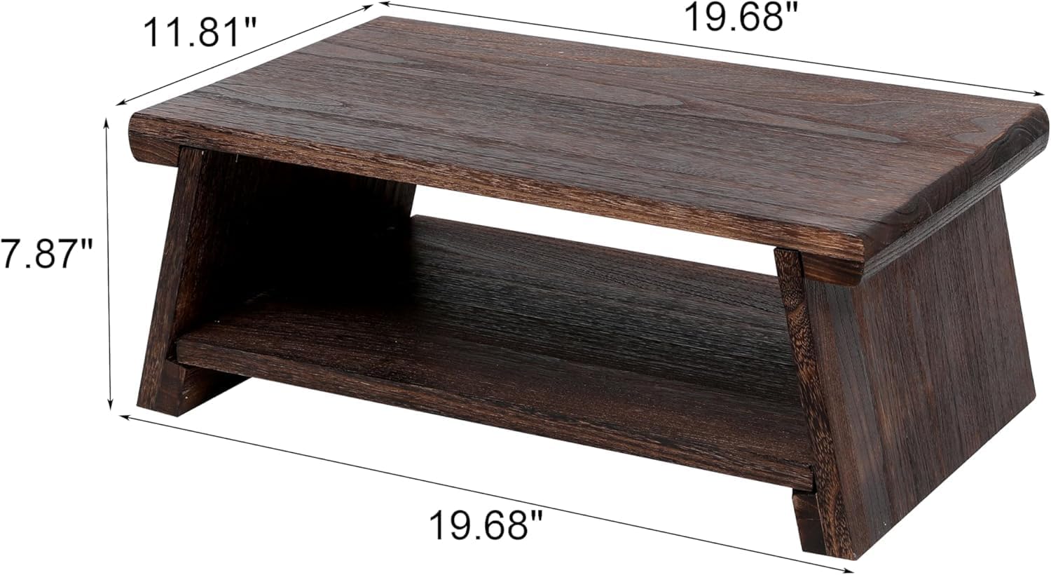 Japanese Altar Table, Vintage Black Minimalist Low Coffee Table, Foldable Wooden Tea Table for Living Room, Tatami and Meditation (Minimalist, Rustic Black, 19.7" Length)