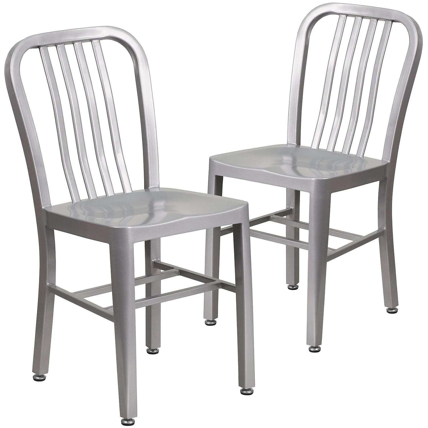 Flash Furniture Commercial Grade Silver Metal Indoor-Outdoor Chair