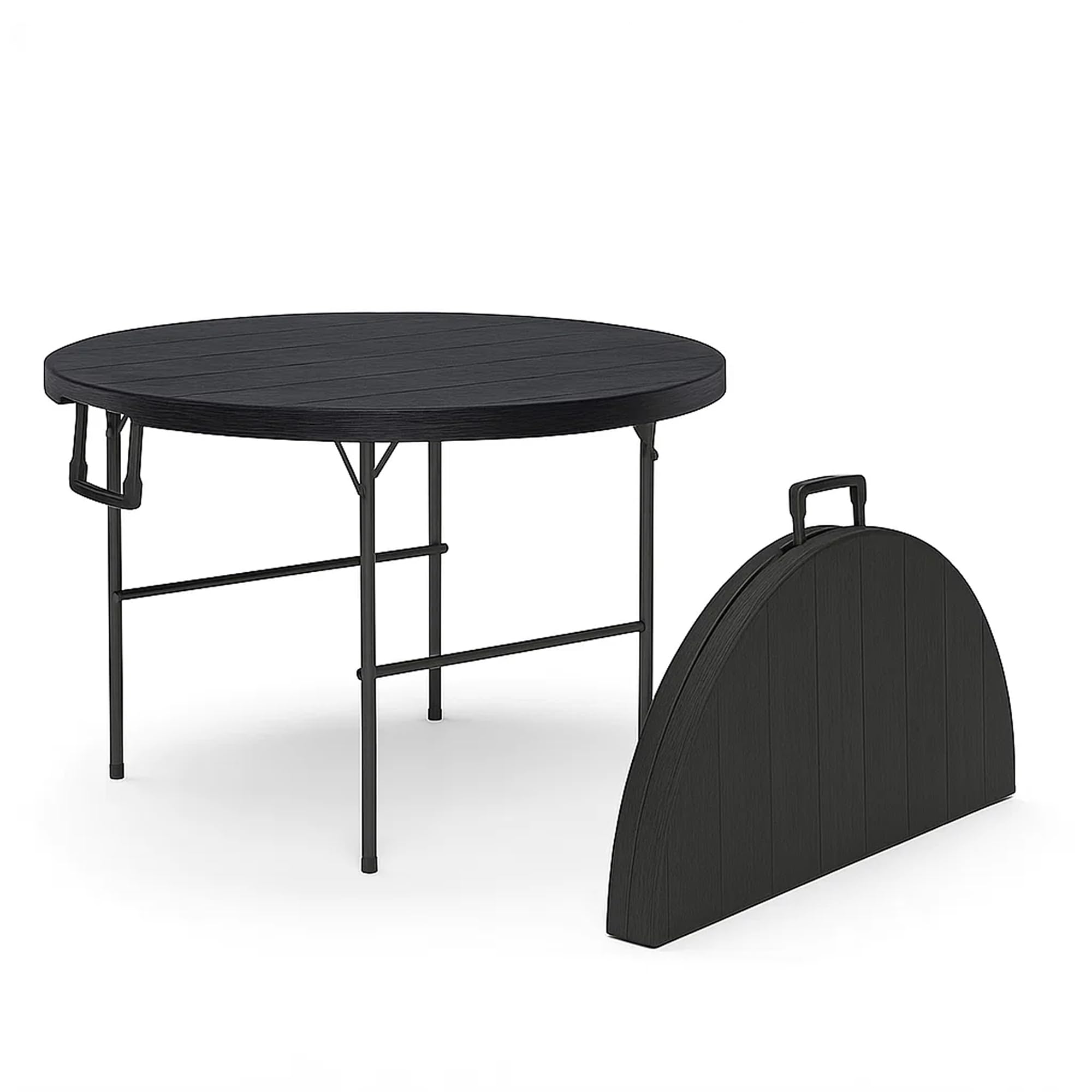 4 Feet Foldable Table Adjustable Height with Built in Handle, Steel Legs | 4FT Heavy Duty Portable | Perfect for Party Dining Wedding Events Picnic Indoor Outdoor Camping Utility Folding - 4 Foot