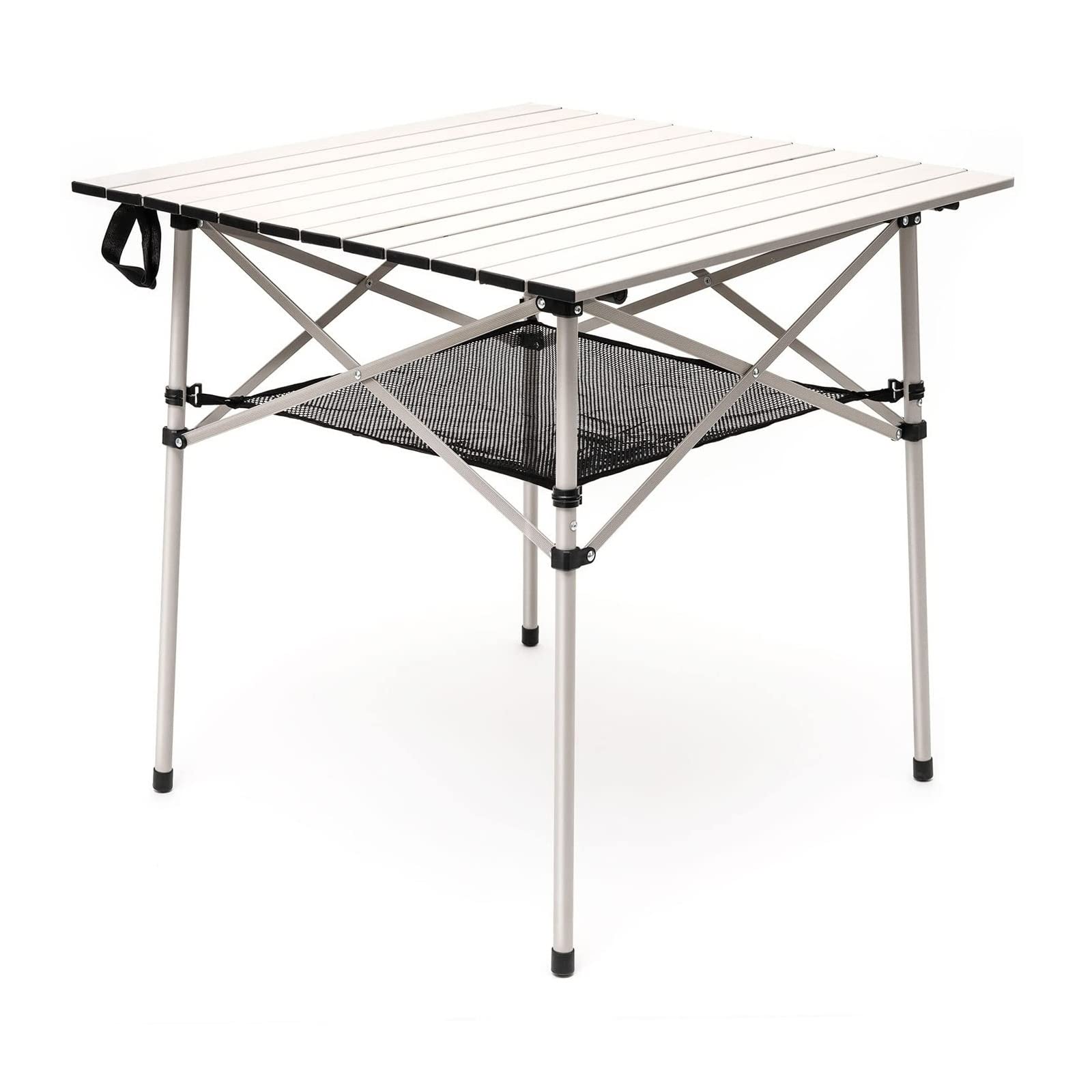 SUNNYFEEL Aluminum Folding Table for Camping, Lightweight Roll Up Top, Portable Camp Tables with Carry Bag for Outdoor Picnic (Square, Gray)