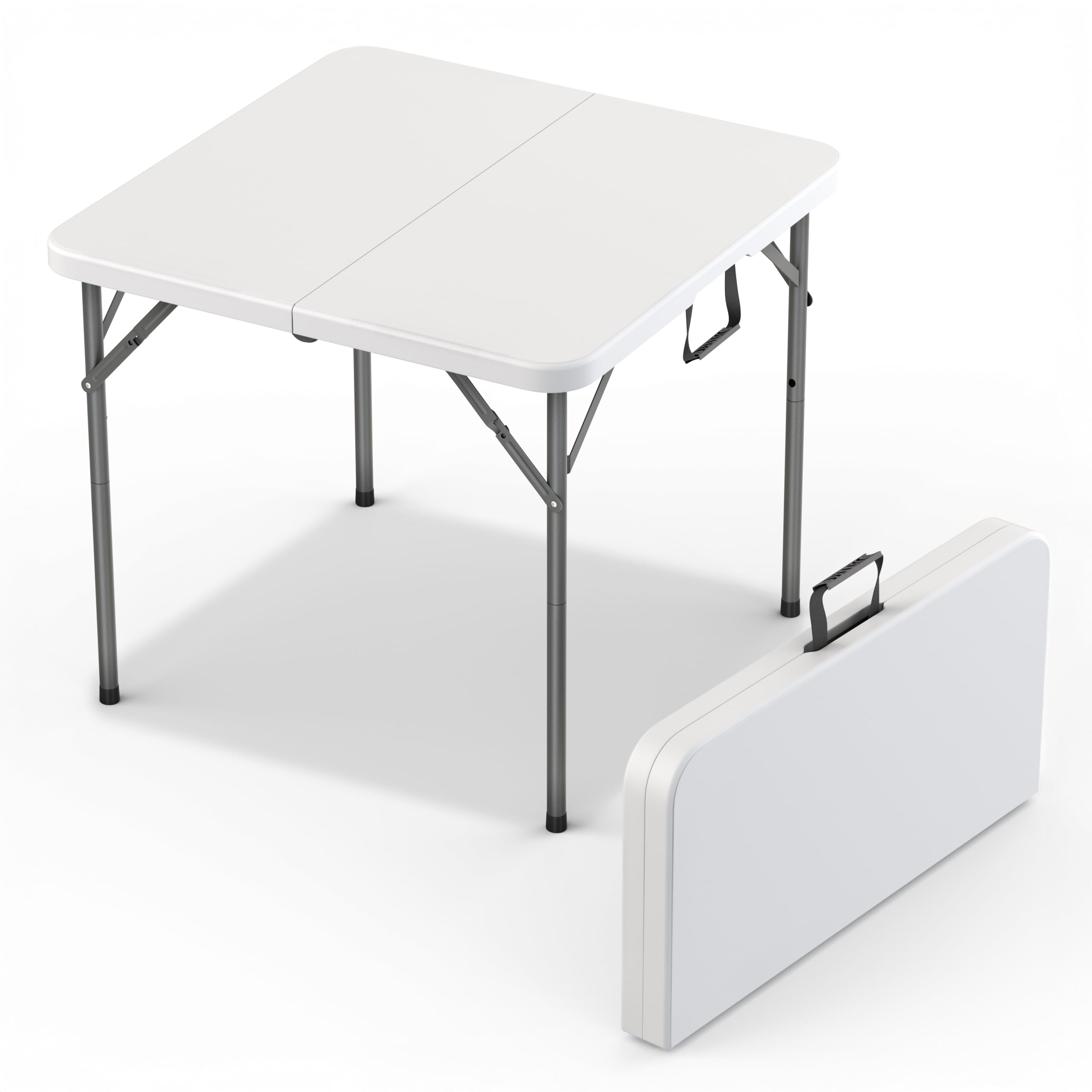 4 Feet Foldable Table Adjustable Height with Built in Handle, Steel Legs | 4FT Heavy Duty Portable | Perfect for Party Dining Wedding Events Picnic Indoor Outdoor Camping Utility Folding - 4 Foot