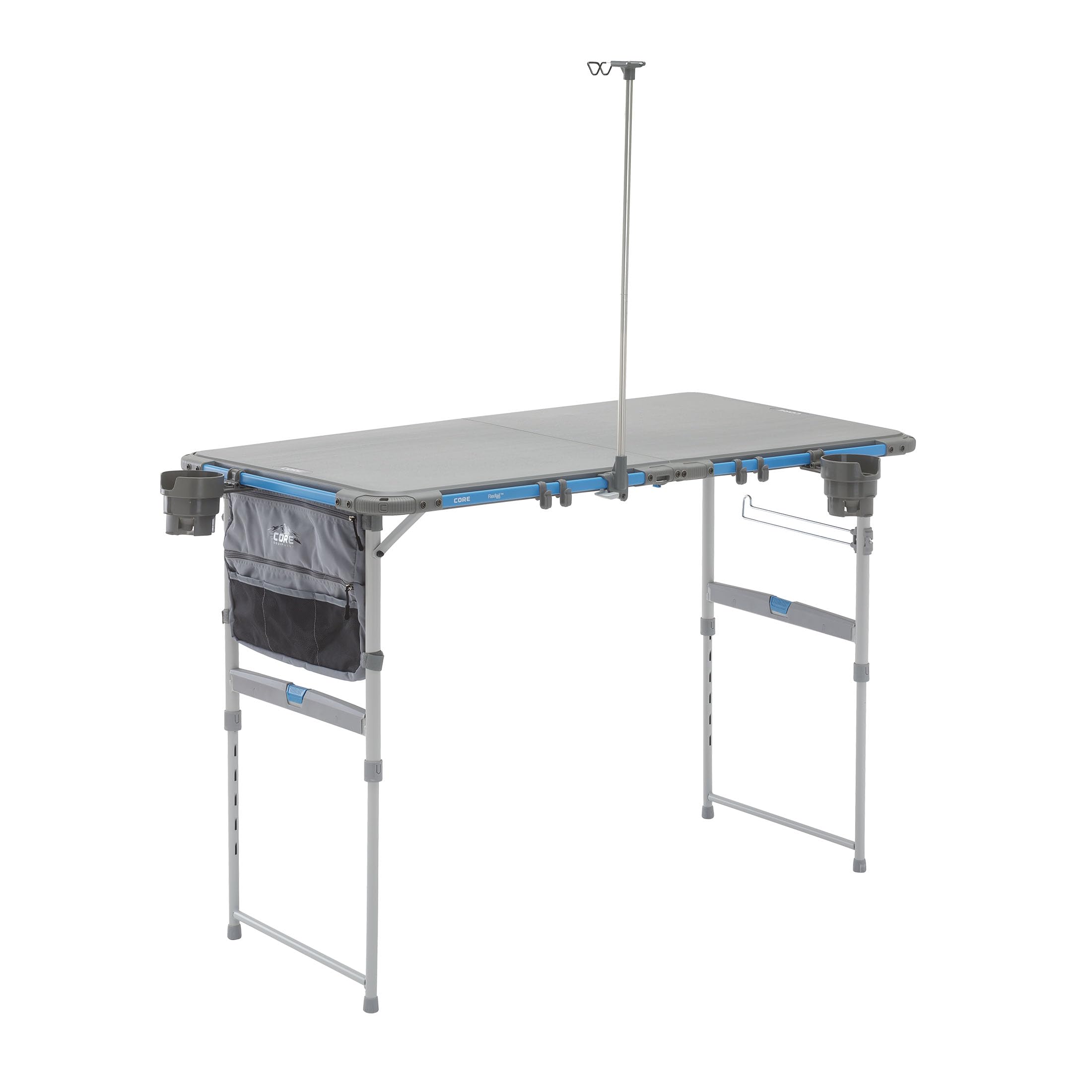 CORE Outdoor Cook Table | 4 Foot Table with Adjustable Height and Storage for Cooking Accessories | Foldable & Portable for Beach, Picnic, Backyards, BBQ, Tailgate, Patio and Party