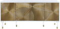 Meridian Furniture Bellissimo Collection Modern | Contemporary Lacquer Sideboard/Buffet Tipped Acrylic Legs Wood Design, 64" W x 18" D x 31" H, White/Gold