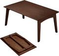Bamboo Folding Coffee Table, Japanese Low Desk, No Assembly Portable Furniture, for Dining Working Studying Relaxing, Walnut, 26 x 16 x 12 Inches