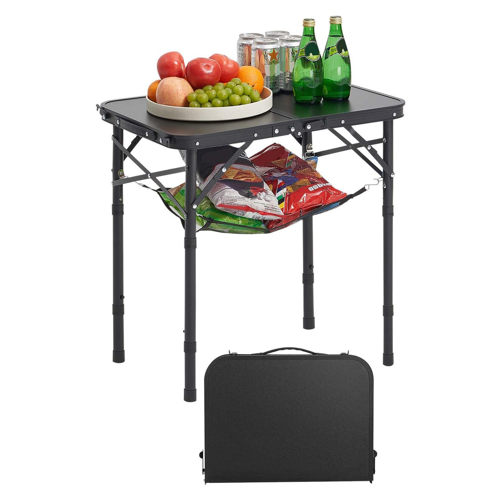 VEVOR Folding Camping Table, Adjustable Height Aluminum MDF Outdoor Portable Lightweight, for Cooking, Beach, Picnic, Travel, 24 x 16 inch