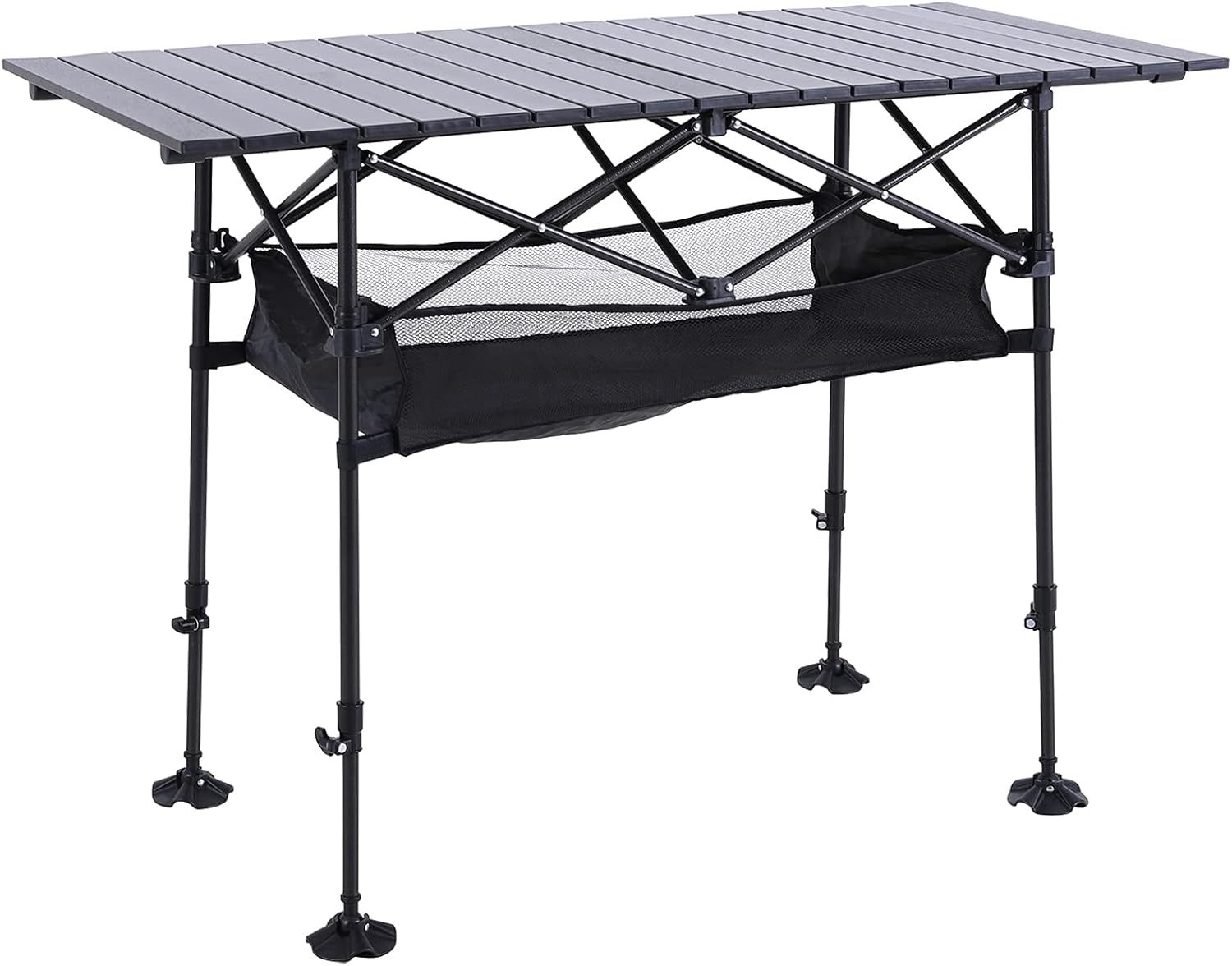 ALPHA CAMP Camping Table Outdoor Portable Adjustable Aluminum Table with Storage for Grill Travel Picnic Beach BBQ Backyards