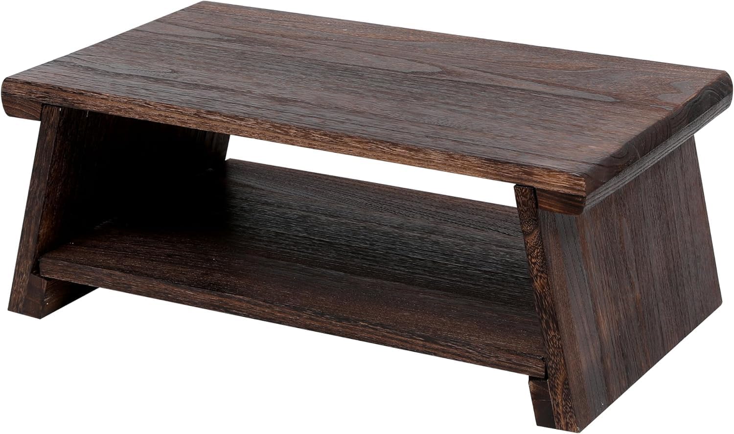 Japanese Altar Table, Vintage Black Minimalist Low Coffee Table, Foldable Wooden Tea Table for Living Room, Tatami and Meditation (Minimalist, Rustic Black, 19.7" Length)