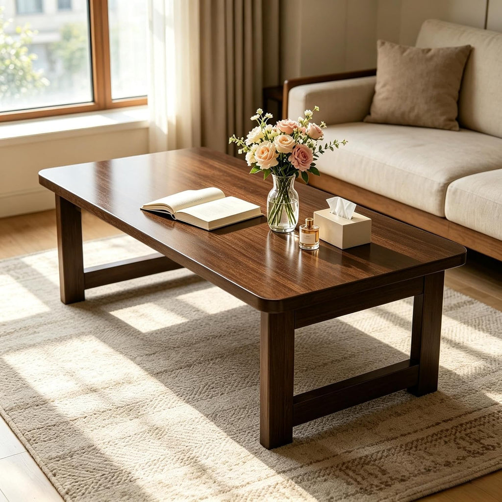 Japanese Folding Floor Table Foldable Coffee Tables Low Tables Versatile for Sitting Dining Table Tea Tatami Desk No Assembly Unique (39.4 * 19.7 * 11.8 inch)