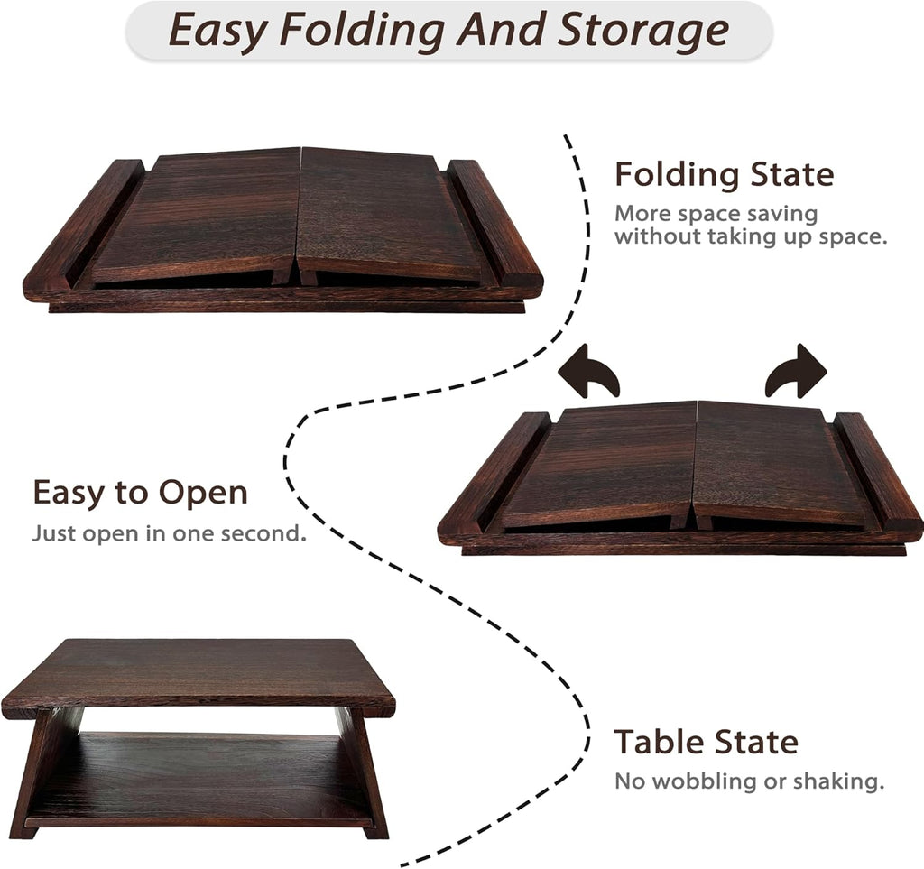 Japanese Low Floor Table Folding Coffee Tables,22''x13.5'' Paulownia Wood Tables Tatami Tables Meditation Table Altar with Storage