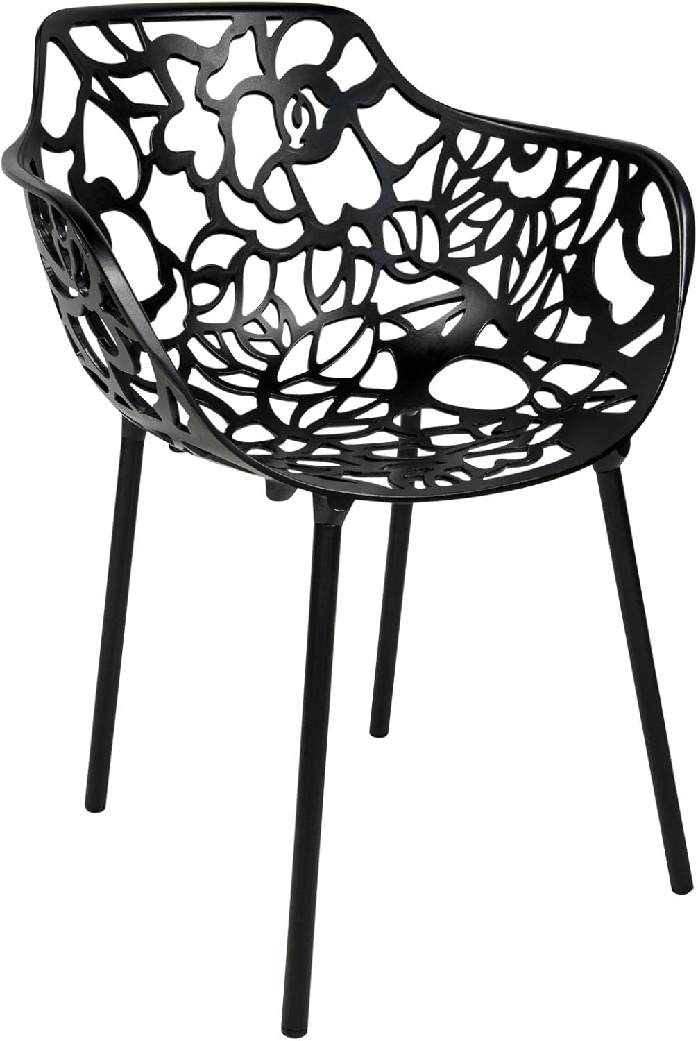 LeisureMod Forest Dining Arm Chair, Aluminum Indoor and Outdoor Stackable Patio Accent Chair for Dining Room, Living Room, and Poolside Devon Collection