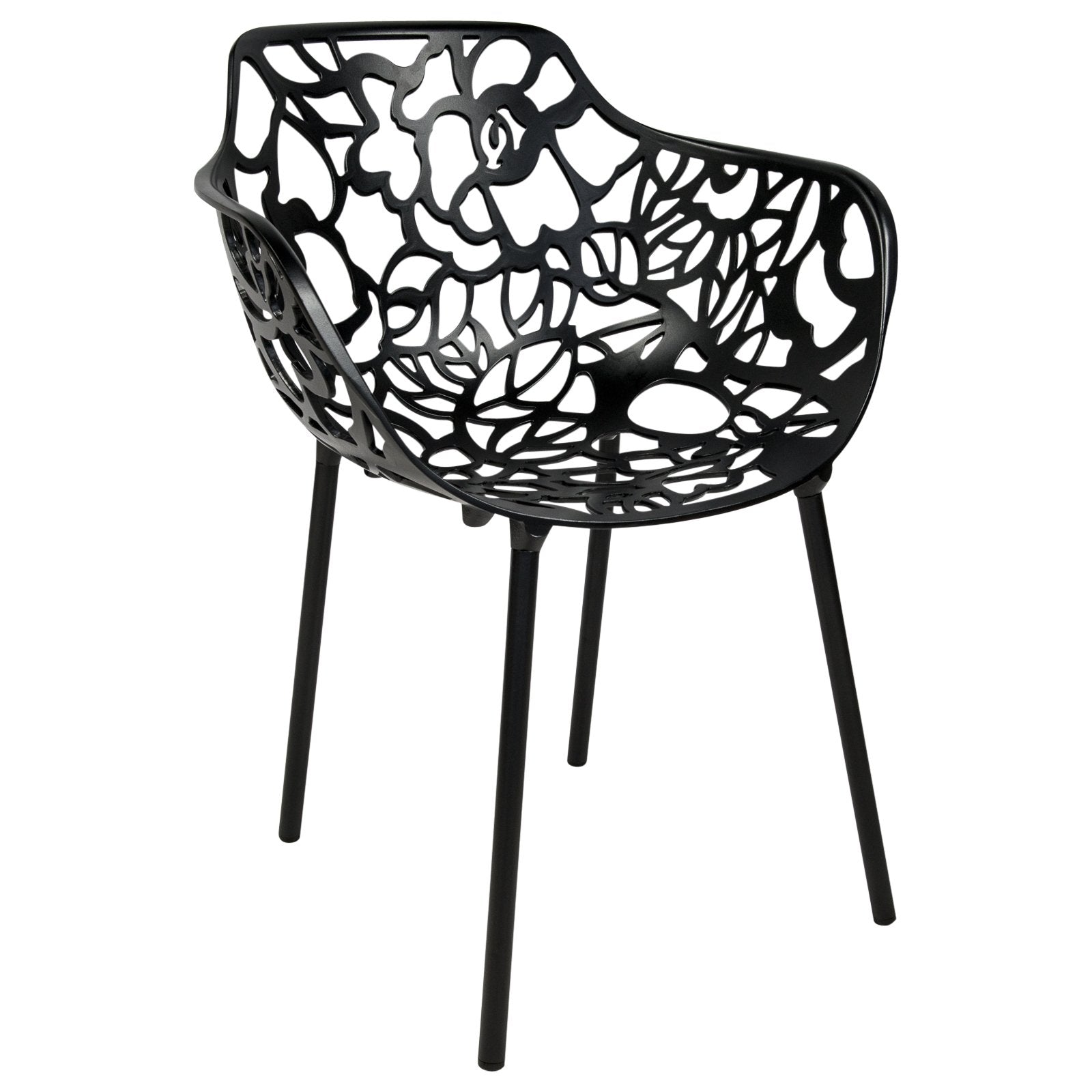 LeisureMod Forest Dining Arm Chair, Aluminum Indoor and Outdoor Stackable Patio Accent Chair for Dining Room, Living Room, and Poolside Devon Collection