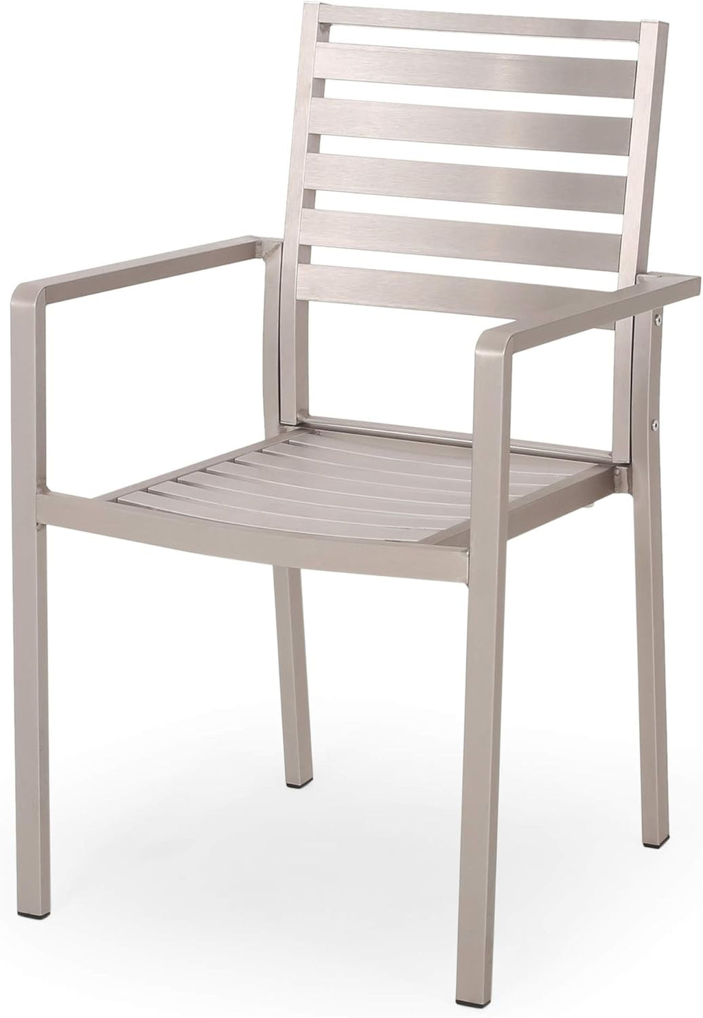GDFStudio Outdoor Modern Aluminum Dining Chair (Set of 2), Silver