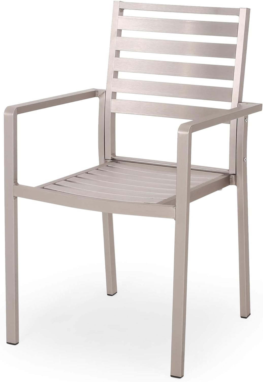 GDFStudio Outdoor Modern Aluminum Dining Chair (Set of 2), Silver