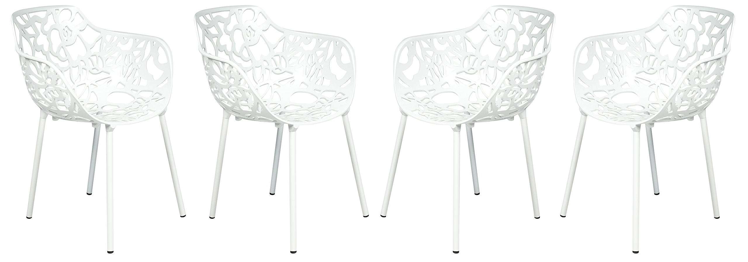 LeisureMod Forest Dining Arm Chair, Aluminum Indoor and Outdoor Stackable Patio Accent Chair for Dining Room, Living Room, and Poolside Devon Collection