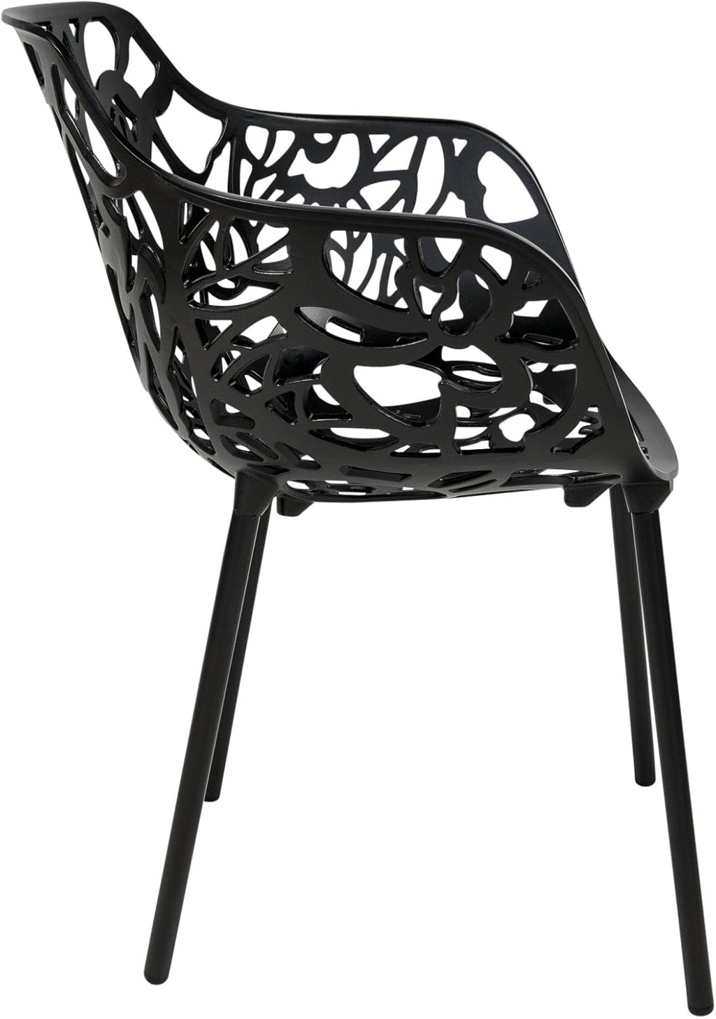 LeisureMod Forest Dining Arm Chair, Aluminum Indoor and Outdoor Stackable Patio Accent Chair for Dining Room, Living Room, and Poolside Devon Collection