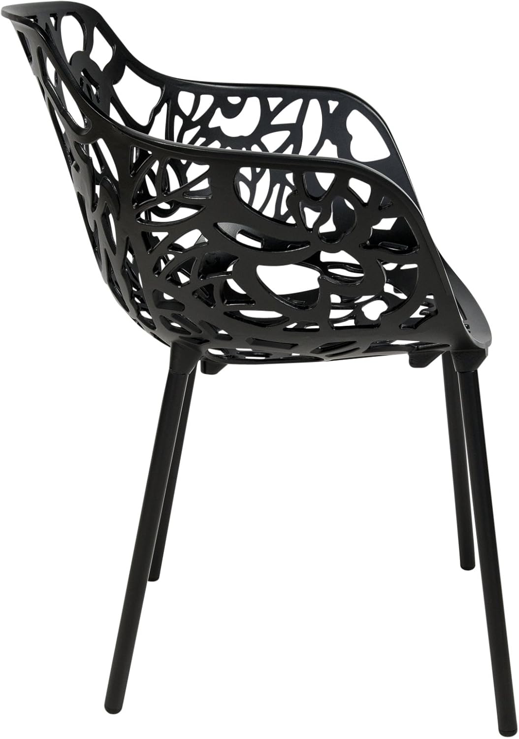 LeisureMod Forest Dining Arm Chair, Aluminum Indoor and Outdoor Stackable Patio Accent Chair for Dining Room, Living Room, and Poolside Devon Collection