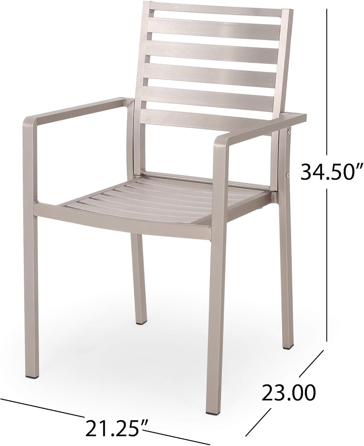 GDFStudio Outdoor Modern Aluminum Dining Chair (Set of 2), Silver