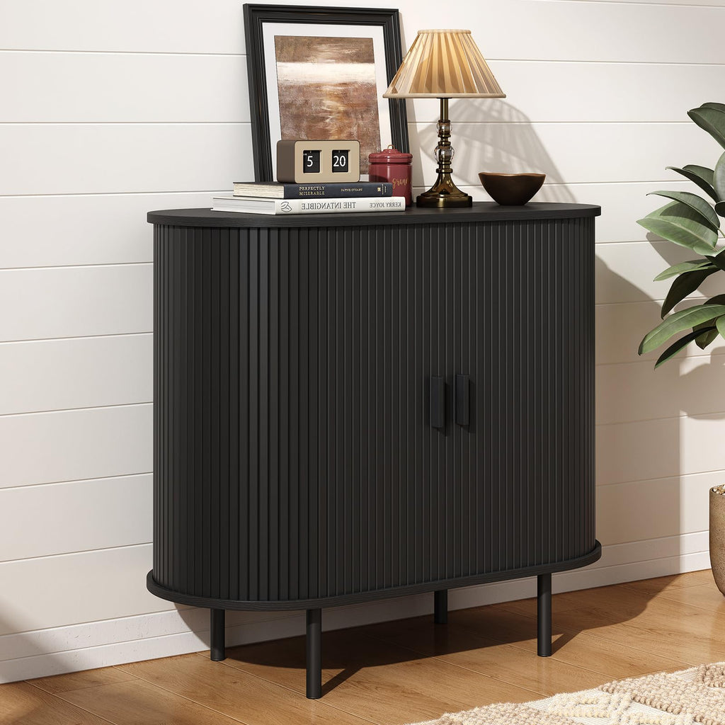 ONBRILL 40" Sideboard Buffet Cabinet with Storage, Storage Cabinet with Sliding Door & Adjustable Shelf, Modern Accent Coffee Bar Console Table for Kitchen, Entryway, Walnut