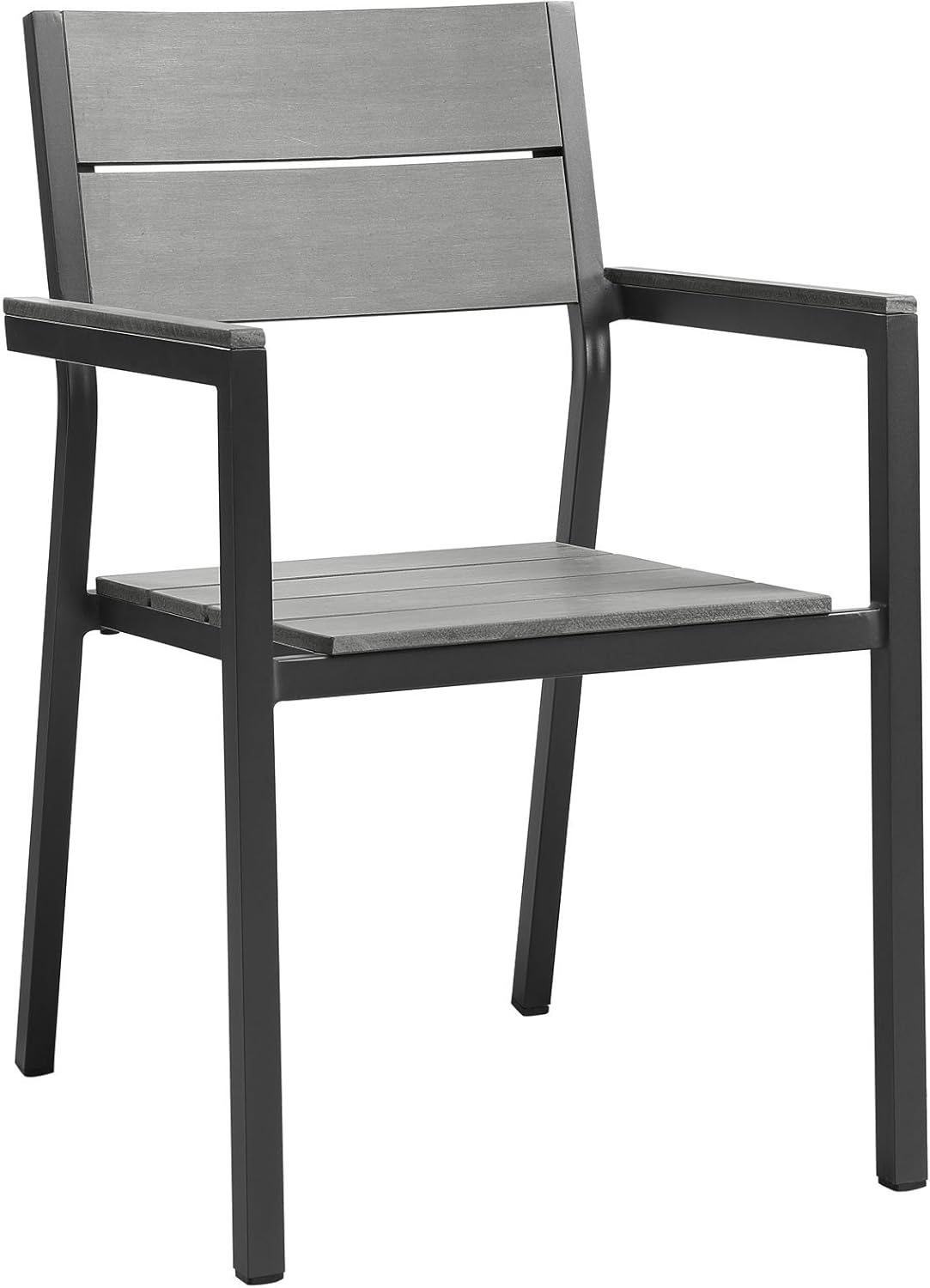 Modway Maine Aluminum Outdoor Patio Arm Chair in White Light Gray