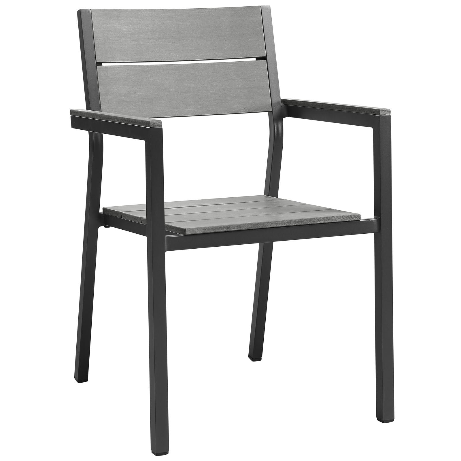 Modway Maine Aluminum Outdoor Patio Arm Chair in White Light Gray