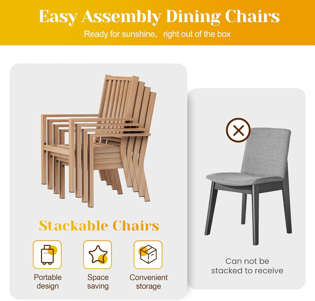 FansaFurn Patio Dining Chairs Set of 4, Aluminum Outdoor Patio Chairs with Waterproof Cushions, Metal Outdoor Patio Furniture Set for Porch, Balcony, Deck, Backyard, Brown
