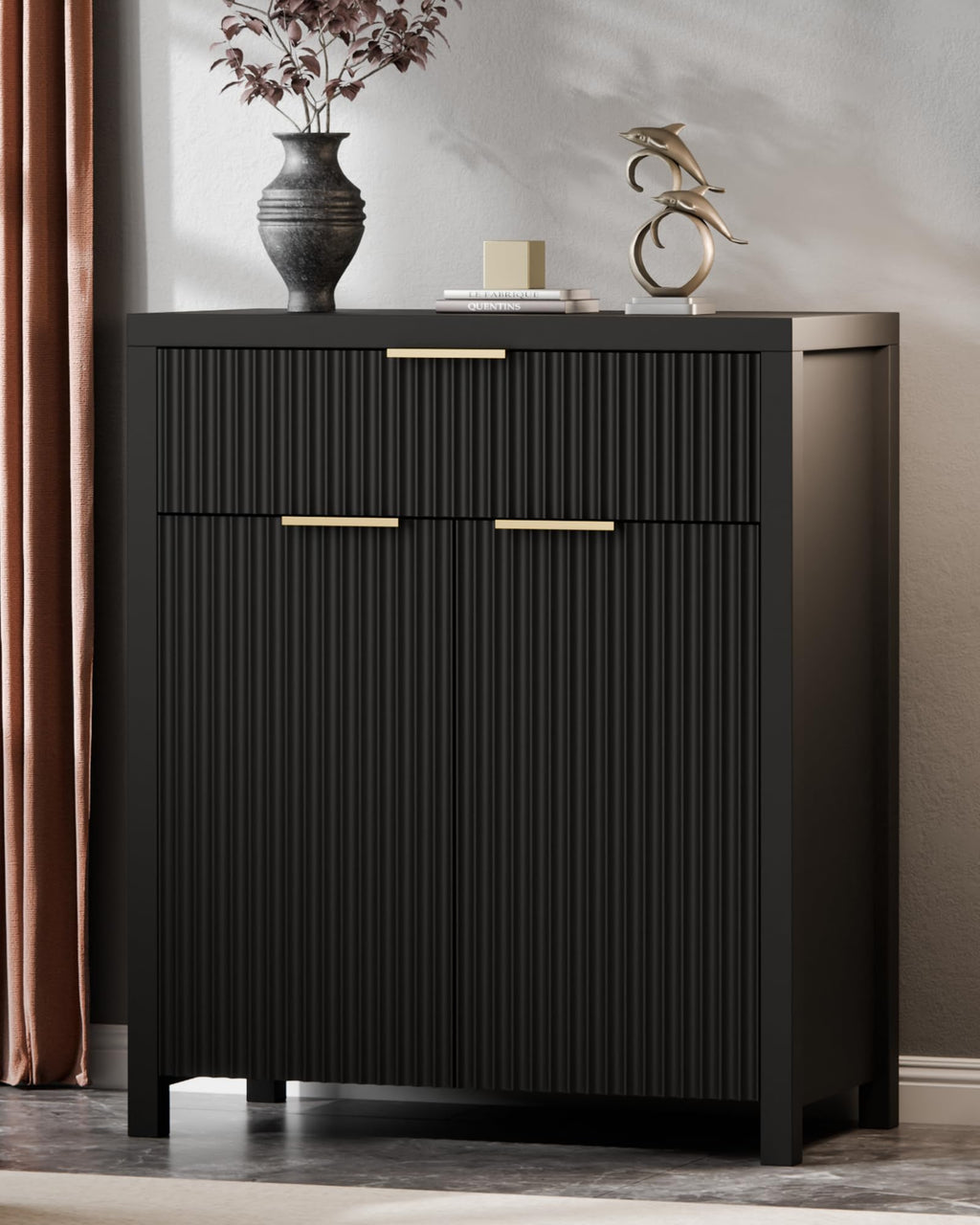 Lulive Fluted Buffet Cabinet with Storage Sideboard Cabinet Adjustable Shelves for Kitchen Living Room, Kitchen, Entryway