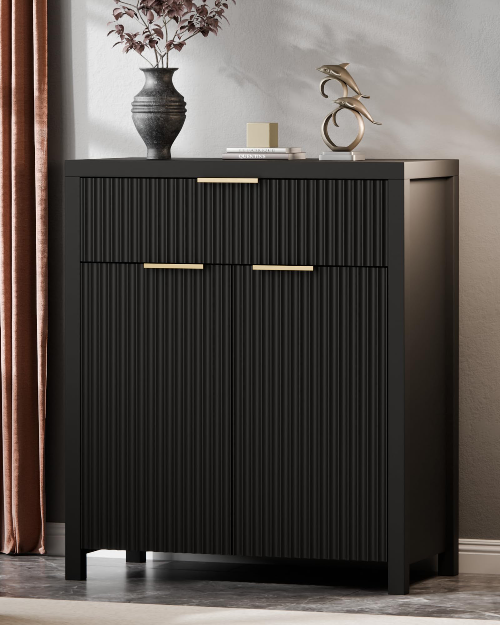 Lulive Fluted Buffet Cabinet with Storage Sideboard Cabinet Adjustable Shelves for Kitchen Living Room, Kitchen, Entryway