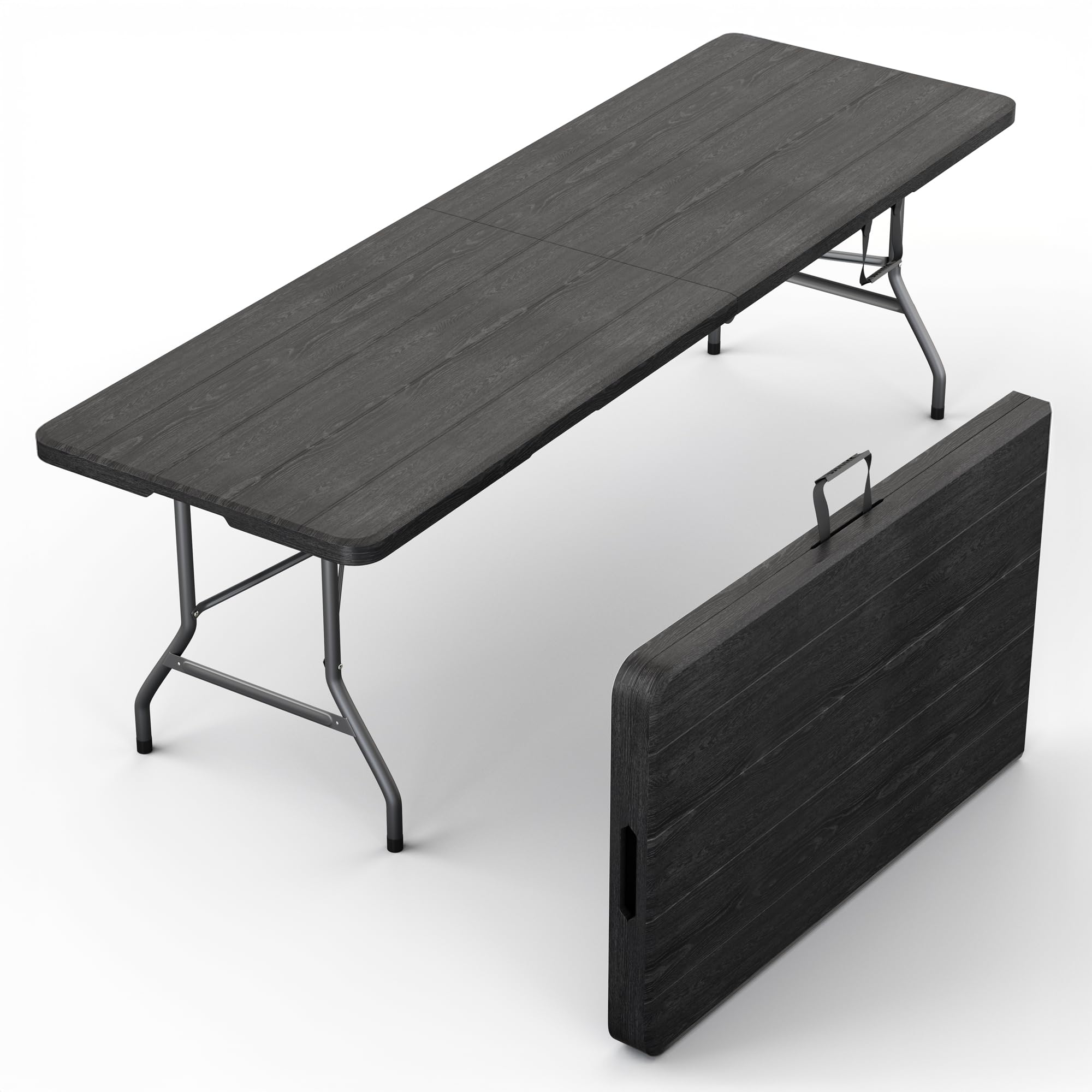 4 Feet Foldable Table Adjustable Height with Built in Handle, Steel Legs | 4FT Heavy Duty Portable | Perfect for Party Dining Wedding Events Picnic Indoor Outdoor Camping Utility Folding - 4 Foot