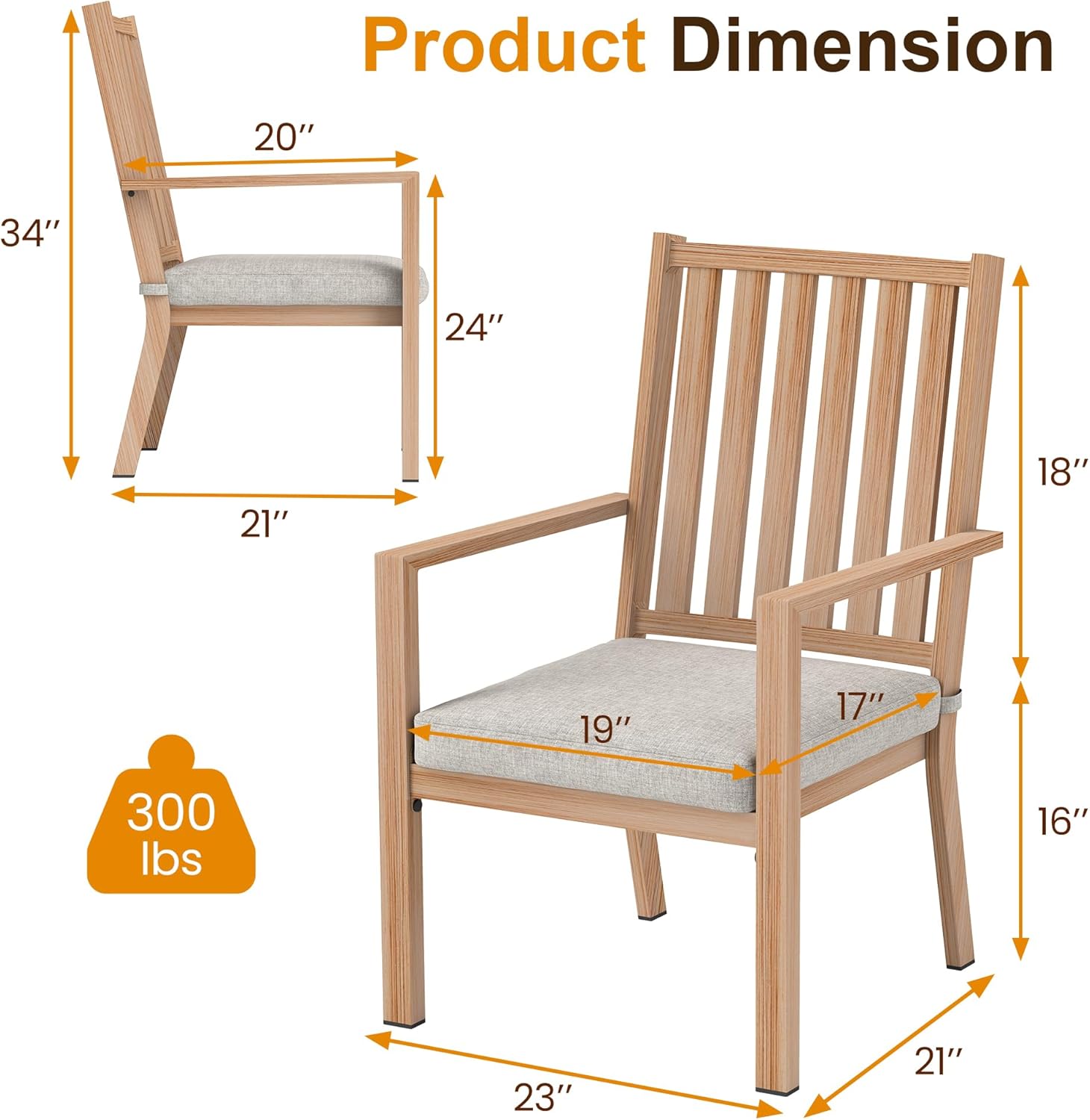 FansaFurn Patio Dining Chairs Set of 4, Aluminum Outdoor Patio Chairs with Waterproof Cushions, Metal Outdoor Patio Furniture Set for Porch, Balcony, Deck, Backyard, Brown