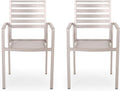 GDFStudio Outdoor Modern Aluminum Dining Chair (Set of 2), Silver
