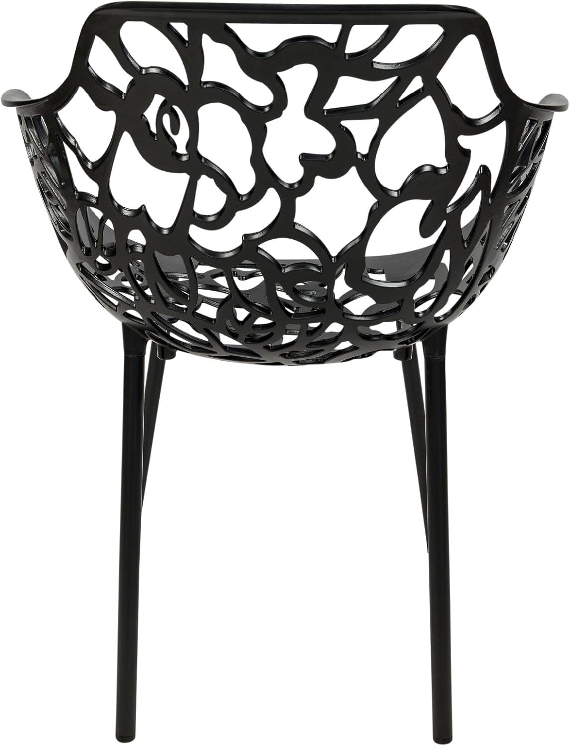 LeisureMod Forest Dining Arm Chair, Aluminum Indoor and Outdoor Stackable Patio Accent Chair for Dining Room, Living Room, and Poolside Devon Collection