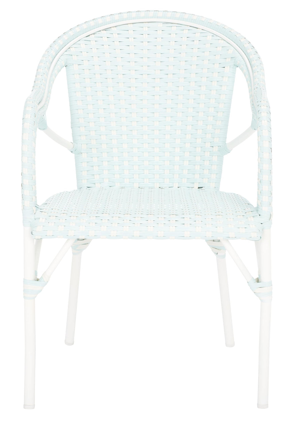 SAFAVIEH Outdoor - California Armchair Set of 2 - Navy - Faux Wicker & Aluminum Frame - Woven Bistro Design with Arms - Ideal for Patio, Deck, Sunroom, Dining Area, 17.3" Seat Height (PAT7531B-SET2)
