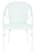 SAFAVIEH Outdoor - California Armchair Set of 2 - Navy - Faux Wicker & Aluminum Frame - Woven Bistro Design with Arms - Ideal for Patio, Deck, Sunroom, Dining Area, 17.3" Seat Height (PAT7531B-SET2)