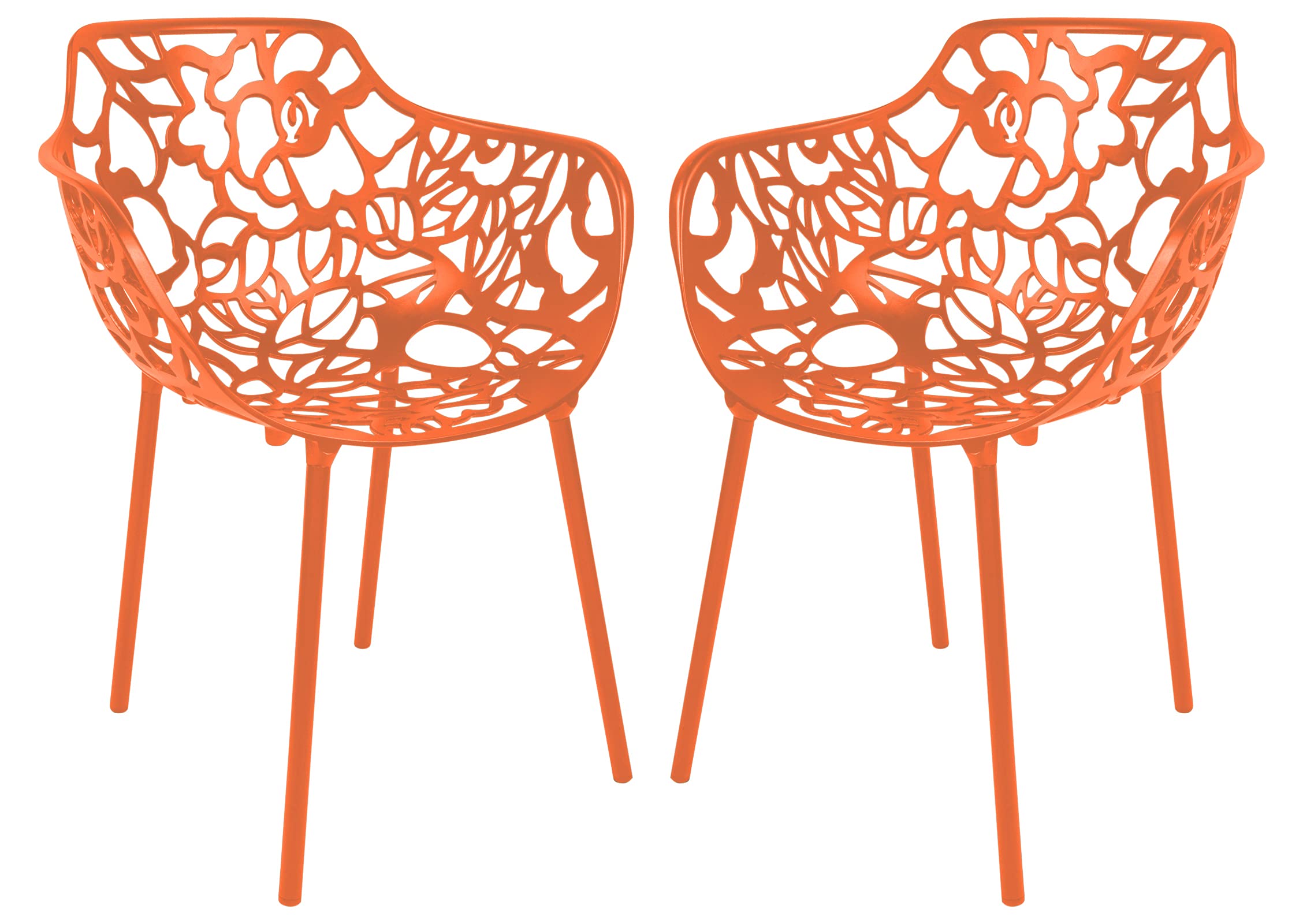 LeisureMod Forest Dining Arm Chair, Aluminum Indoor and Outdoor Stackable Patio Accent Chair for Dining Room, Living Room, and Poolside Devon Collection