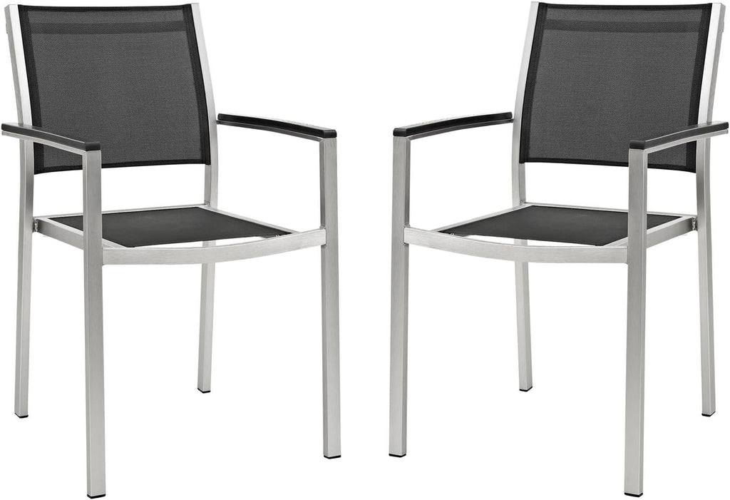 Modway Shore Aluminum Mesh Outdoor Patio Dining Accent Side Chair in Silver Gray